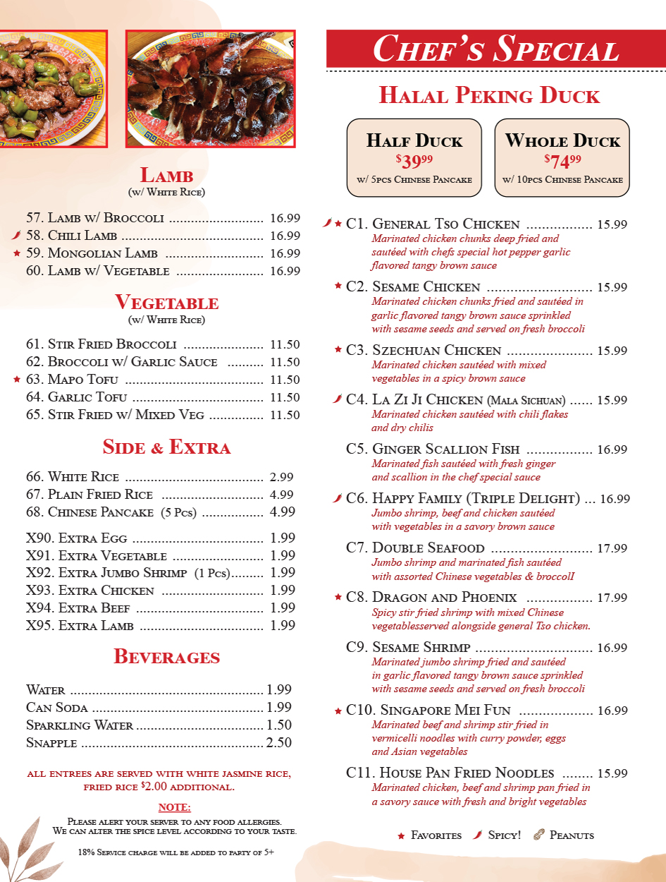 Halal Chinese Menu